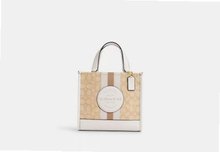 Coach Dempsey Tote 22 In Signature Jacquard With Stripe And  Patch (GoldLight Khaki Chalk)