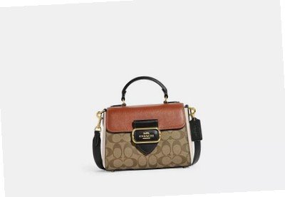 Coach Morgan Top Handle Satchel In Colorblock Signature Canvas (GoldKhaki Multi)