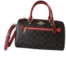 Coach Rowan Satchel In Leather (Brown Red)