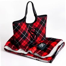 Victoria's Secret Plaid Tote Cozy Blanket Red